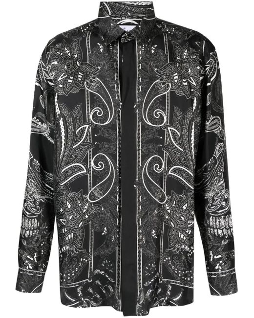 Philipp Plein Black Dandy Paisley-Print Silk Shirt for men