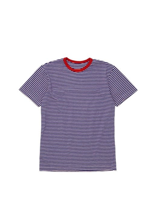 Fortela Purple Striped-Pattern T-Shirt