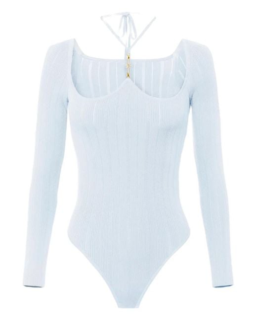 Elisabetta Franchi Blue Gerippter Body