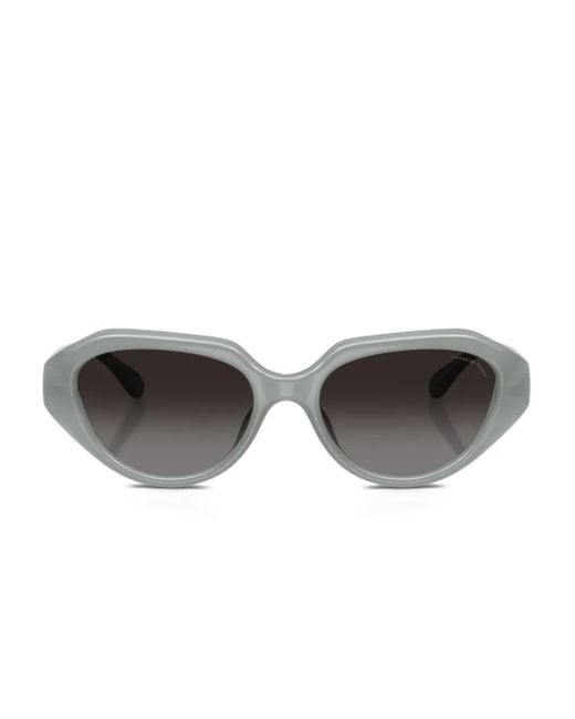 COACH Green C Logo-Plaque Geometric-Frame Sunglasses