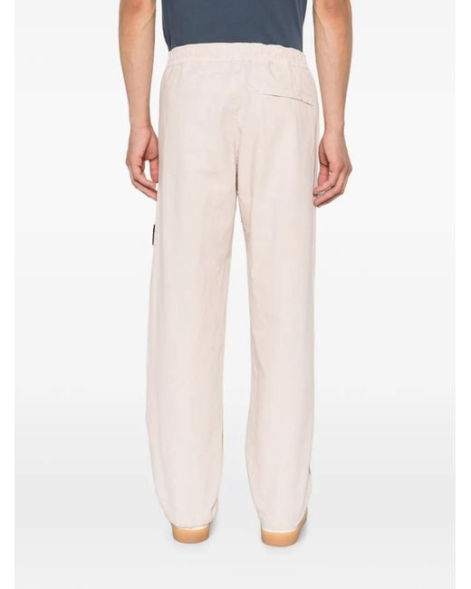 Stone Island White Logo-Patch Loose-Fit Cotton Cargo Pants for men