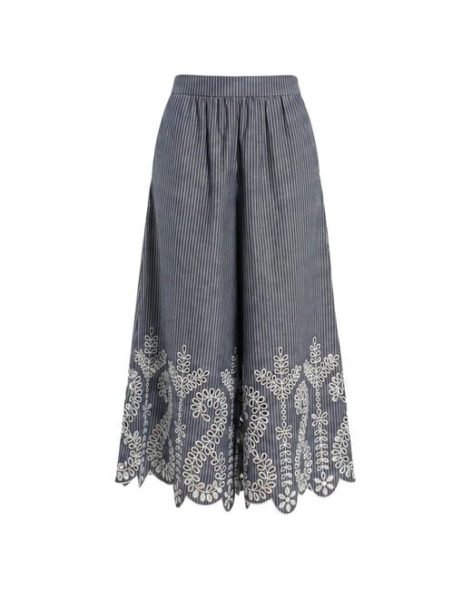 CHRISTY LYNN Gray Carter Embroidered Wide-Leg Trousers