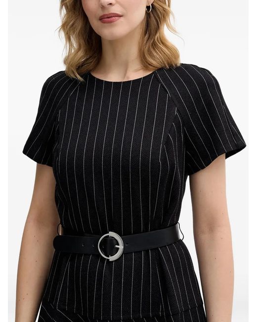 DKNY Black Striped Belted Mini Dress