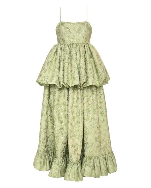 Anouki Green Sleeveless Ruffle Dress