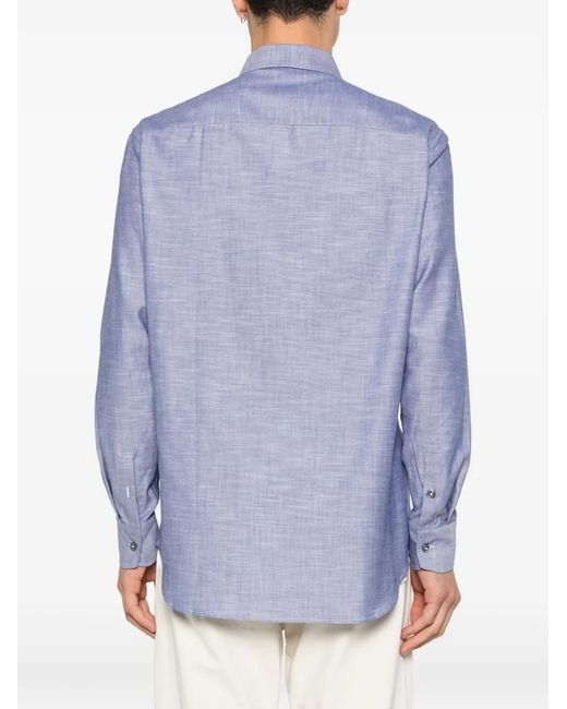Brioni Blue Buttoned Marcelo Shirt for men