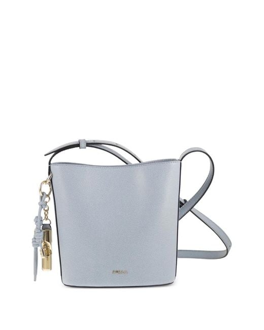 Furla Blue Roxie Charm-Detail Leather Bucket Bag