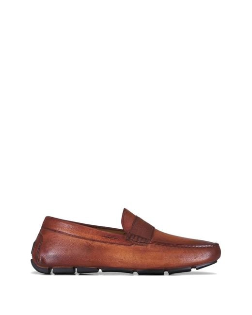 Martin Dingman Red Leather Penny Loafers for men