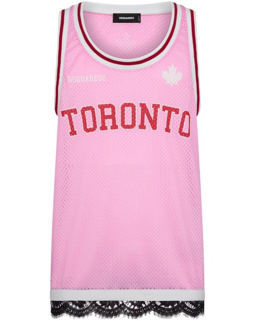 DSquared² Pink Lace-trim Jersey Tank Top for men