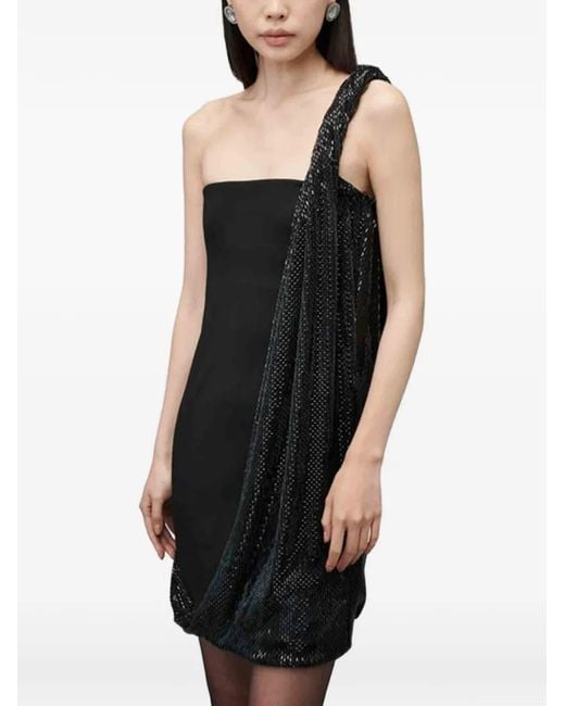 Alexander Wang Black Asymmetric Strapless Dress W/ Hotfix Twist Drape
