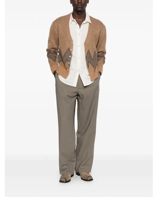 Second/Layer Brown Chevy Geometric-Pattern Cardigan for men