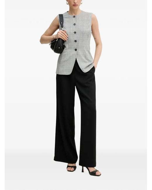 Guess Gray Carla Check-Pattern Button-Up Top