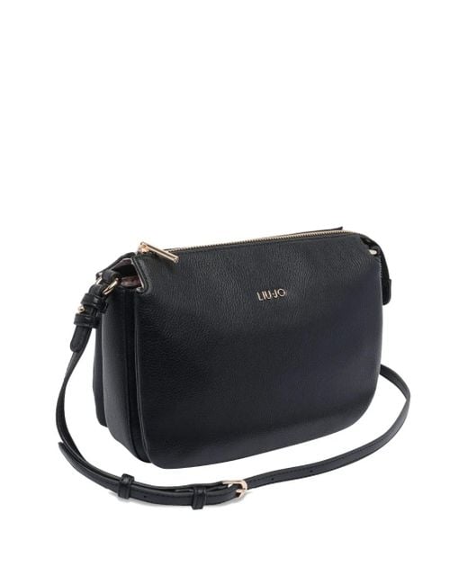 Liu Jo Black Logo-Plaque Zip-Closure Crossbody Bag