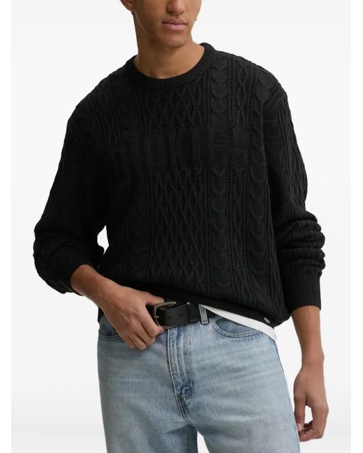 Dickies Black Cable-Knit Crew-Neck Sweater for men
