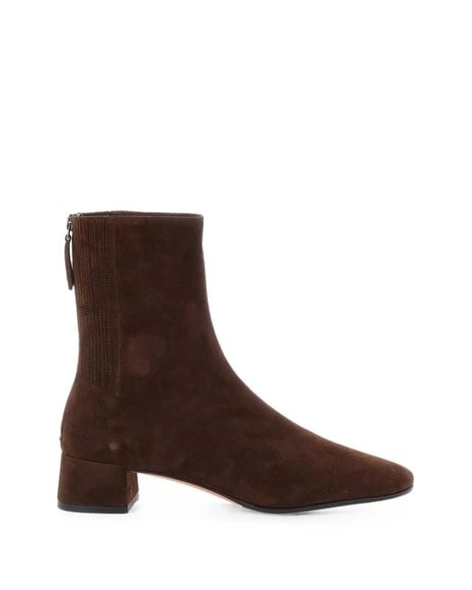 Aquazzura Brown Saint Honore Almond-Toe Ankle Boots