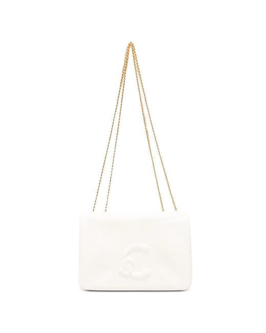 Coccinelle White Mini Dulse Embossed Chain Shoulder Bag