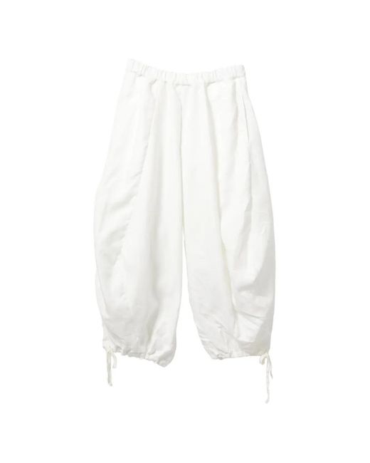 Comme des Garçons White Drawstring-Cuff Balloon Trousers