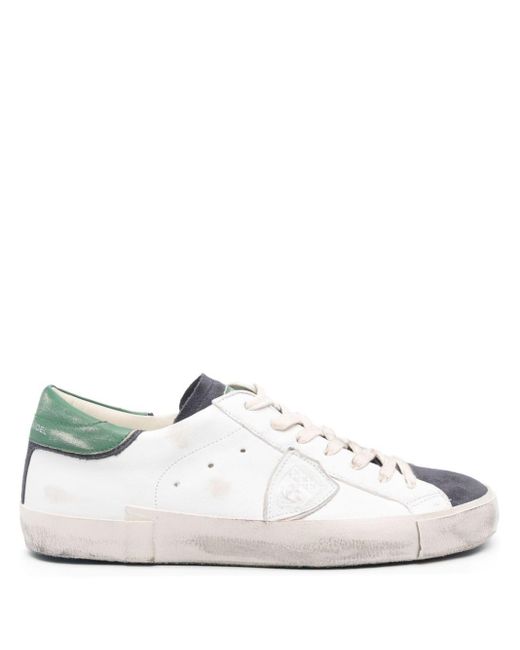 Philippe Model White Prsx Logo-patch Leather Sneakers for men
