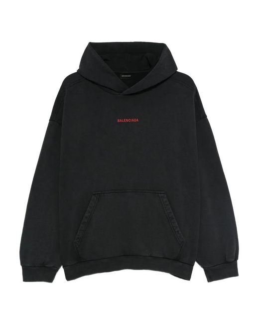 Balenciaga Black Hoodie With Embroidered Logo for men