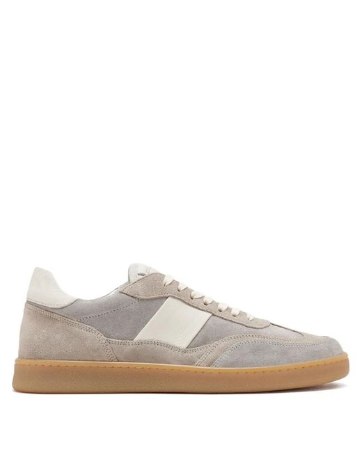 Collegium White Pillar Court Ii Suede-Leather Panel Sneakers