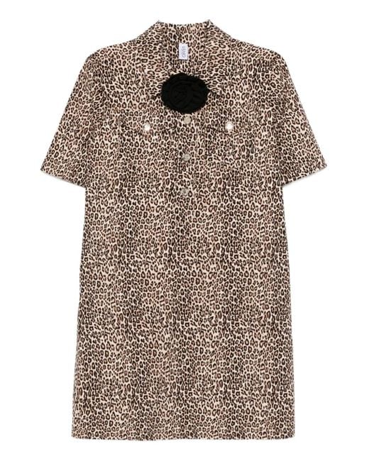 Liu Jo Natural Leopard-Print Button-Front Dress