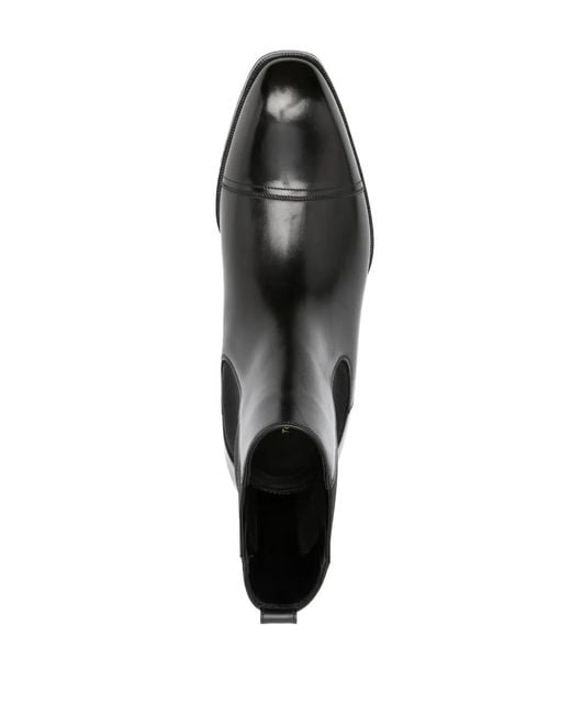 Tom Ford Black Elkan Leather Chelsea Boots for men