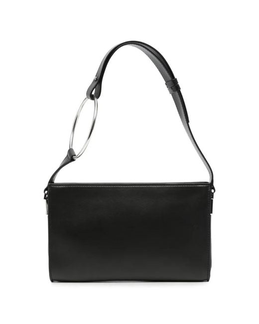 Dondup Black Ring-Handle Leather Tote Bag