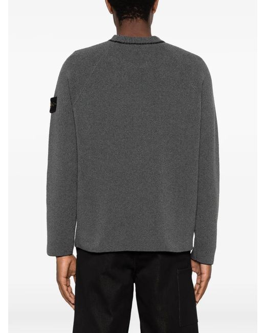 Stone Island Gray 5100041 Cotton Bouclé Jacquard Piqué Jumper for men
