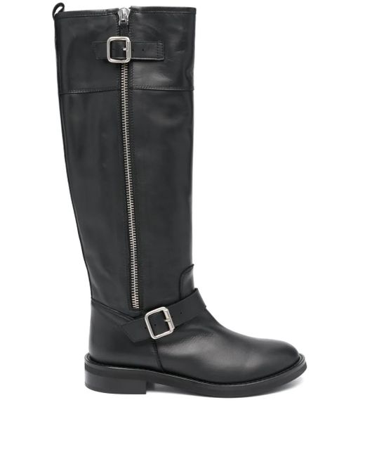 Via Roma 15 レザー ブーツ Black