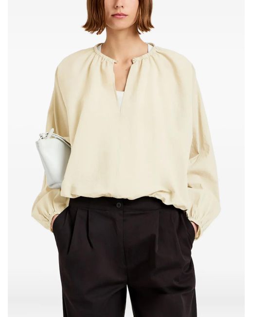 Proenza Schouler Natural Wendy Round-Neck Balloon-Sleeve Blouse