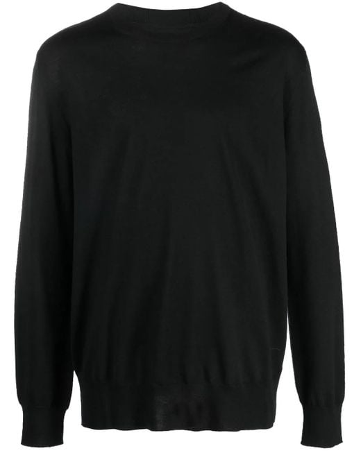 Jil Sander Black Wool-Knit Crew-Neck Jumper for men