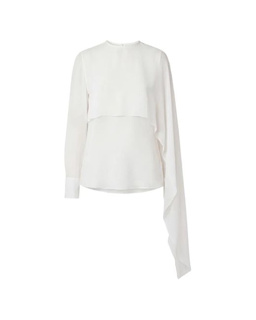 Nicholas White Layered Asymmetric-Drape Blouse