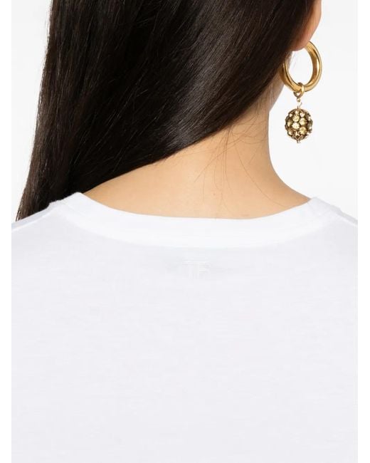 Tom Ford White Logo-Embroidered Cotton T-Shirt