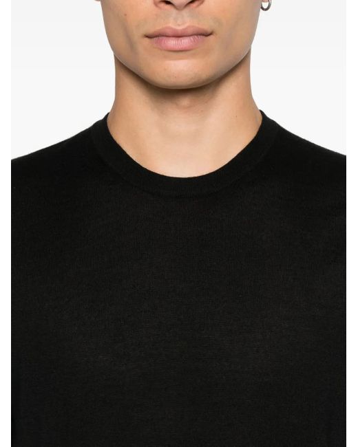 Fedeli Black Crew-Neck Long-Sleeve Top for men
