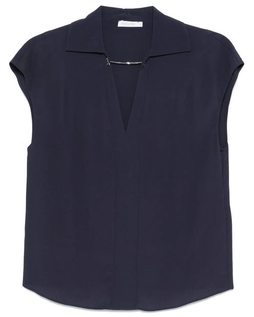 Patrizia Pepe Blue V-Neck Sleeveless Top
