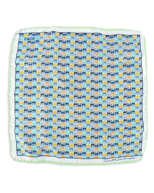 Fefe Blue Graphic-Print Scarf for men