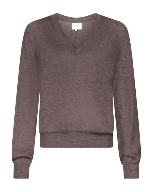 Loulou de Saison Brown Julio V-Neck Ribbed Sweater