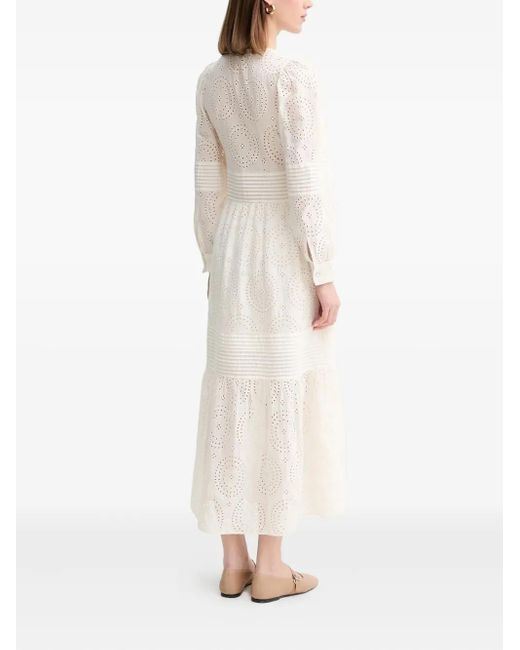 Boss White Dabrody Eyelet-Embroidered Pleated Midi Dress