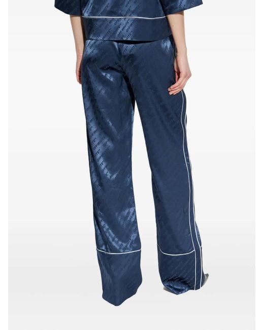 Off-White c/o Virgil Abloh Blue Logo-Pattern Piped Trousers