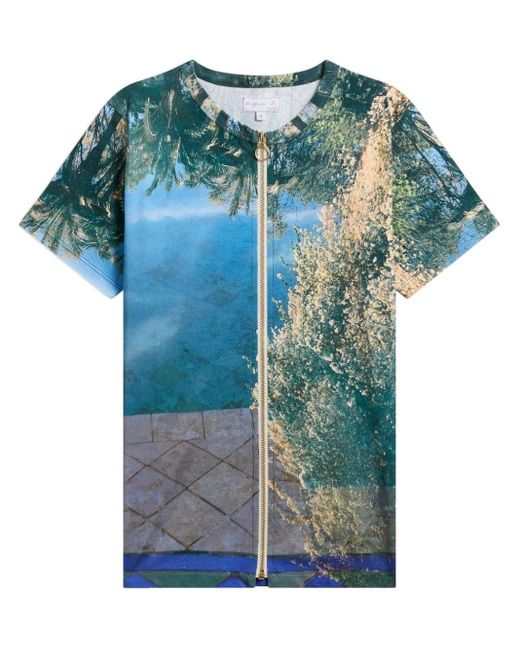 Agnes B. Blue Reflet À Marrakech-print Cotton T-shirt