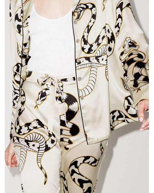 Olivia Von Halle Lila Sassoon Snake print Silk Pyjamas in White Lyst