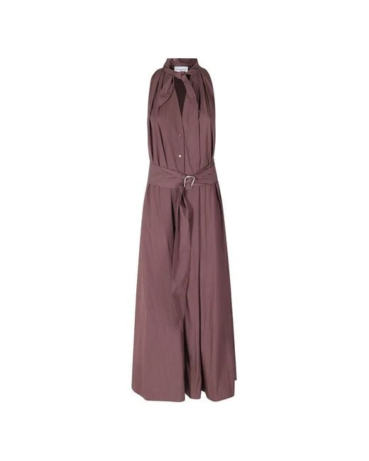 Isabelle Blanche Purple Belted Sleeveless Maxi Dress
