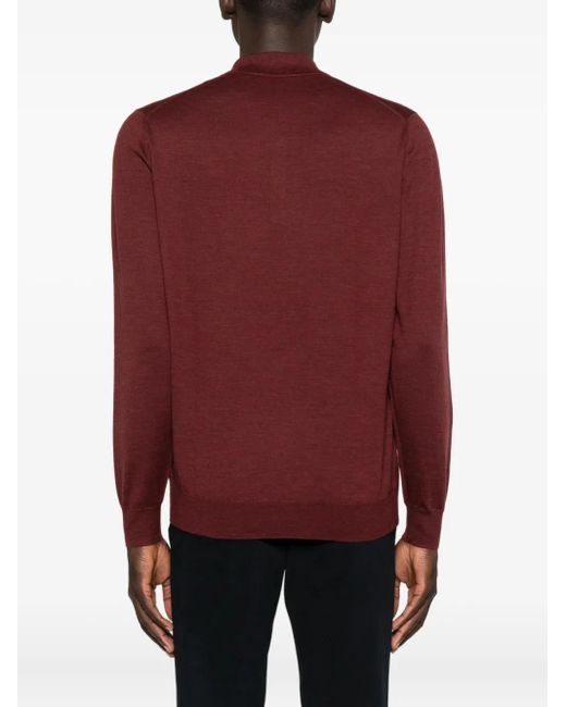 Corneliani Red Long-Sleeve Polo Shirt for men