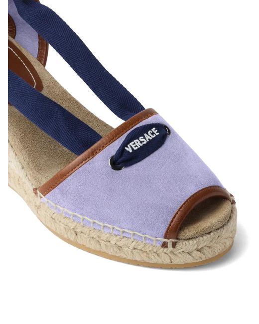 Versace Blue Lola Suede Wedge Sandals 65 Mm