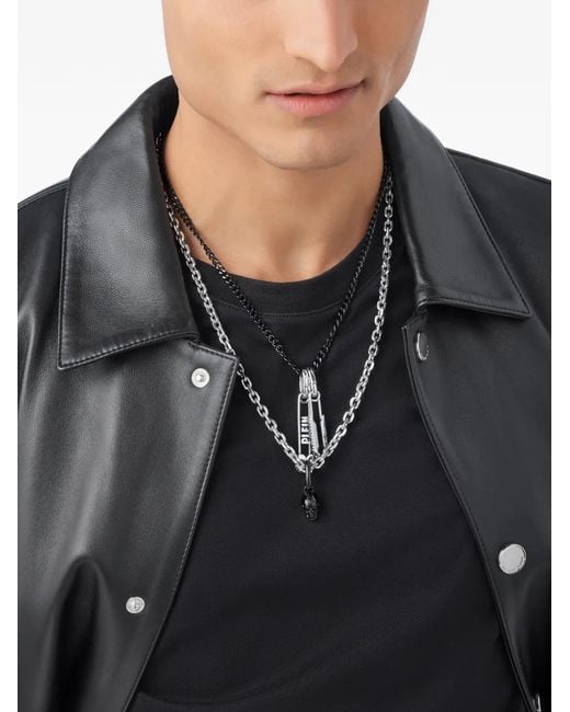 Philipp Plein Metallic Pin-Pendant Necklace