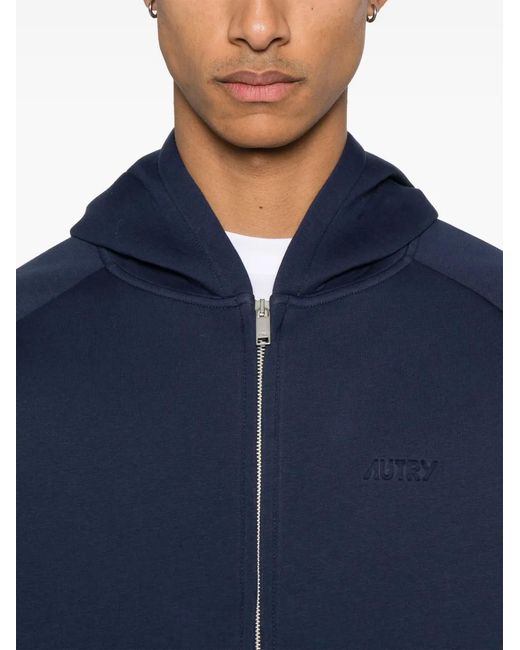 Autry Blue Logo-Debossed Hoodie