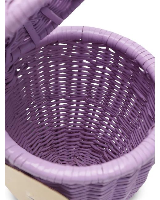 Patou Purple Wicker Bucket Bag