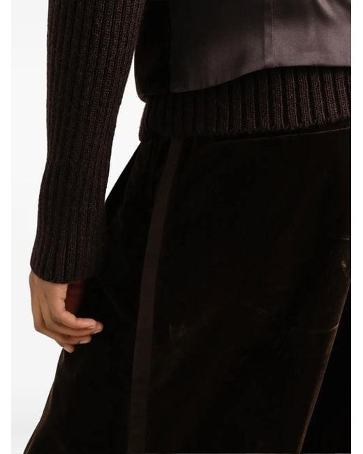 Dolce & Gabbana Black Pleated Velvet Trousers for men