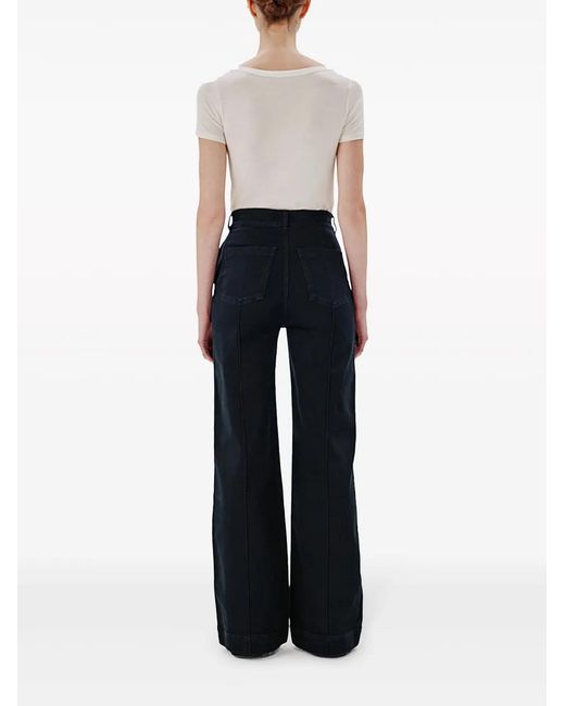 Another Tomorrow Black High-Waisted Straight-Leg Jeans