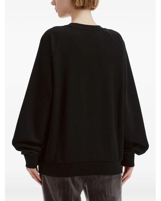 Chocoolate Black Bear-Patch Long-Sleeve Sweatshirt