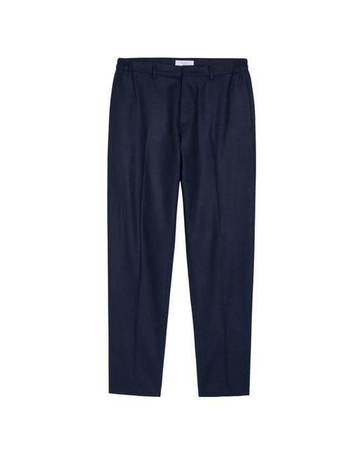 Boglioli Blue Elasticated-Waistband Pressed-Crease Trousers for men